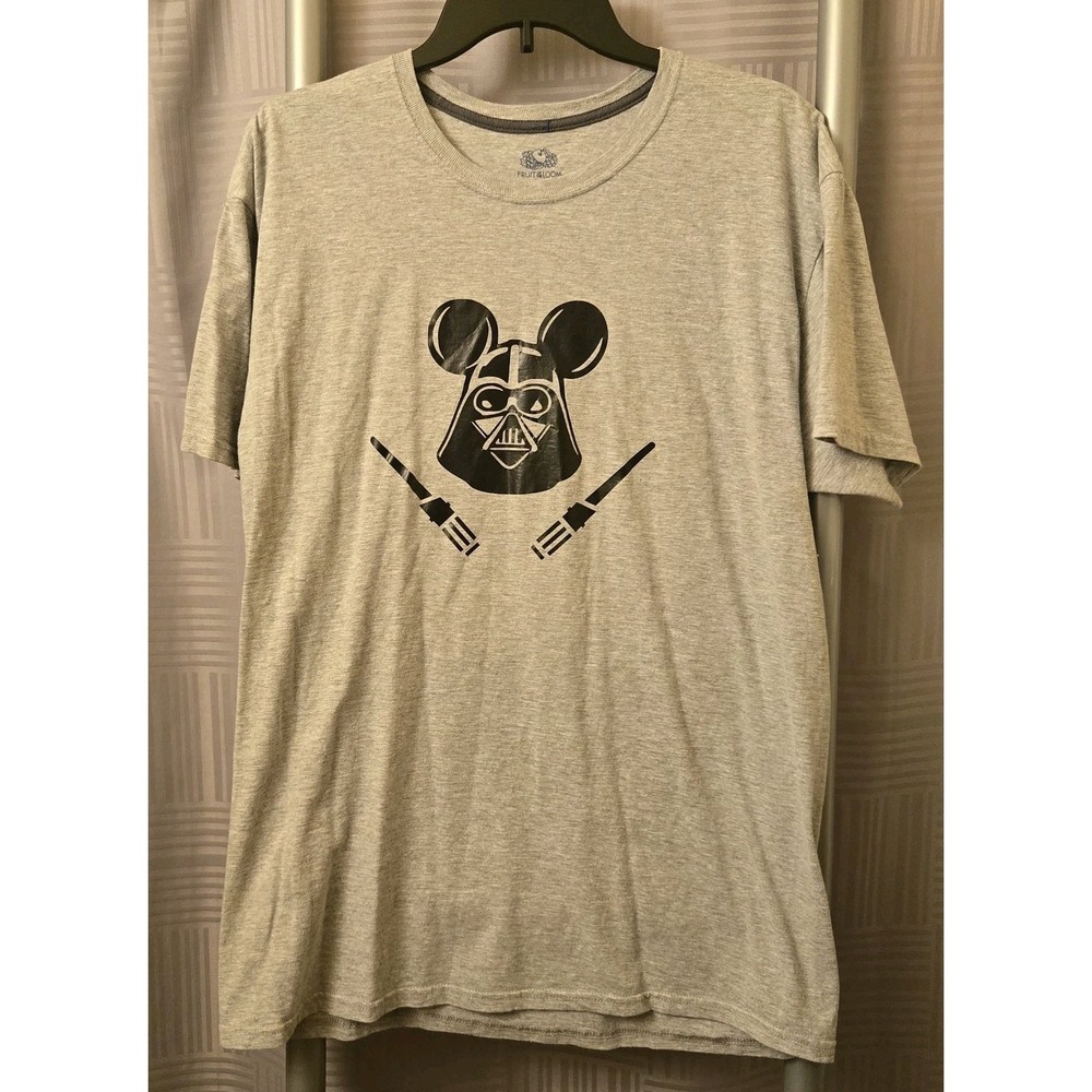 DISNEY‎ STAR WARS Gray MICKEY MOUSE Ears DARTH VADER Helmet T-SHIRT Men Large